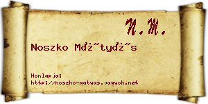 Noszko Mátyás névjegykártya
